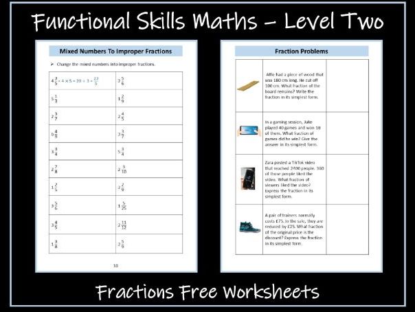 Functional Skills Maths - Level 2 - Fractions Worksheets