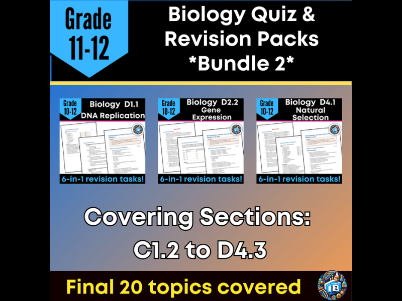 IB DP Biology Revision Worksheets Bundle 2: Units C & D Final 20 Topics 2026