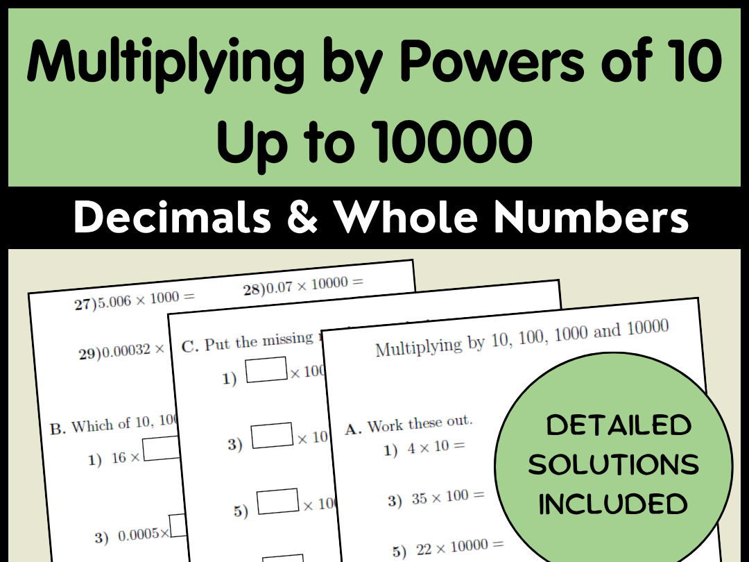 Multiplying by Powers of 10 Up to 10000 | Decimals & Whole Numbers