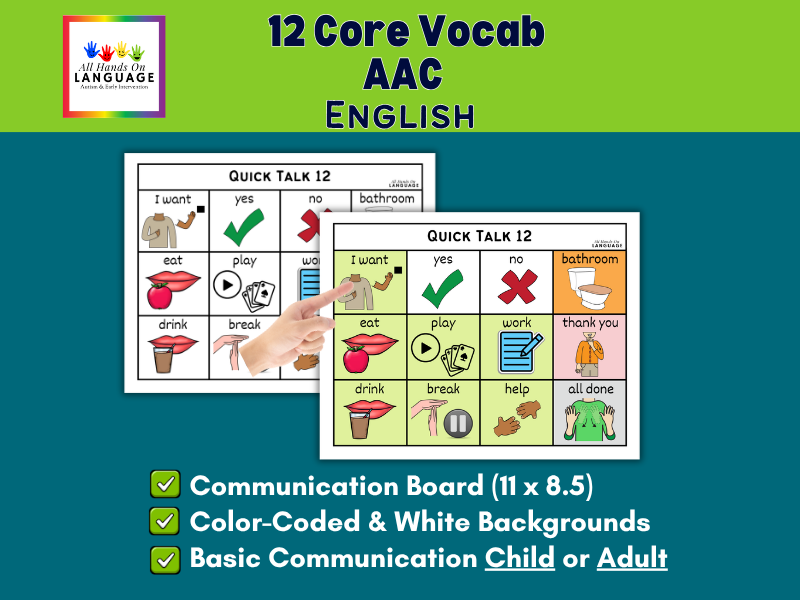 Quick Talk Communication Board, 12 Core Vocabulary
