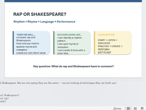 Year 9 Music – Rap or Shakespeare? | Rhythm, Rhyme & Iambic Pentameter | SEND / Autism & ADHD