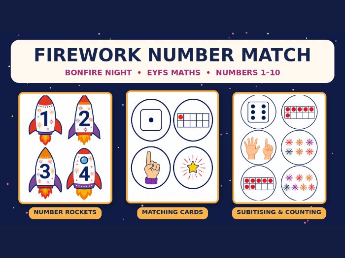 Bonfire Night Number Matching | Fireworks Maths Game | EYFS & KS1
