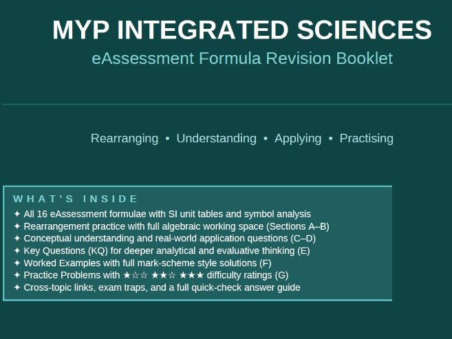 IB MYP Integrated Sciences Formula Revision Booklet