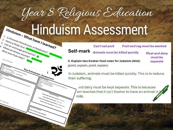 Yr8 RE Hinduism Assessment, Help Sheet, Self/Peer Marking