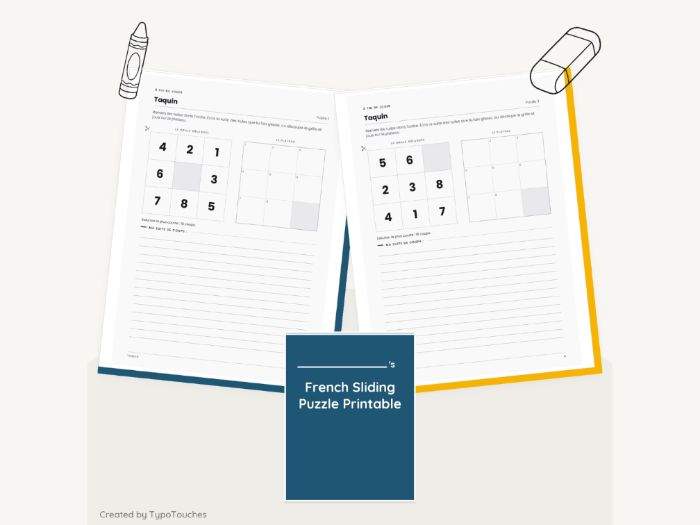 French Sliding Puzzle Printable | 21 pp