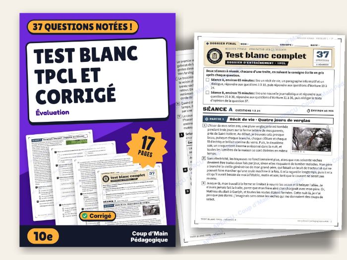 TPCL French Literacy Practice Test Grade 10 with Answer Key | Test blanc TPCL