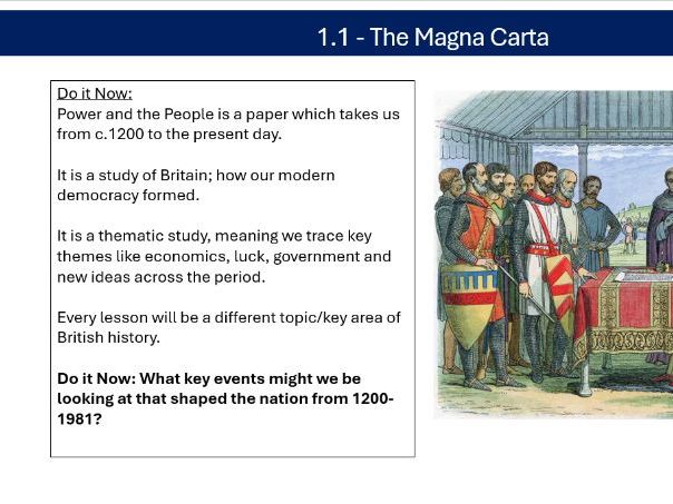 Power and the People GCSE AQA Lesson 1 - The Magna Carta