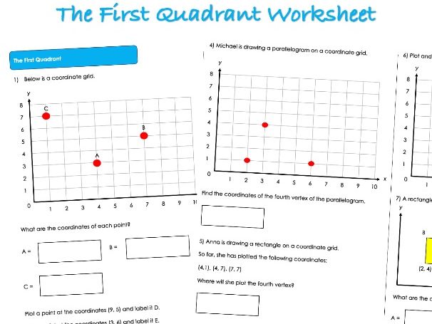 Position and Direction Worksheet - The First Quadrant