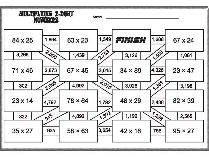 Multiplying 2-digit numbers maze