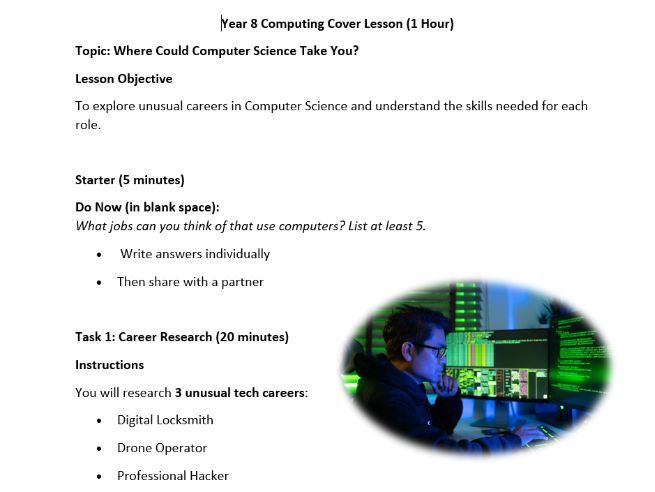 Year 8 Computing Cover Lesson