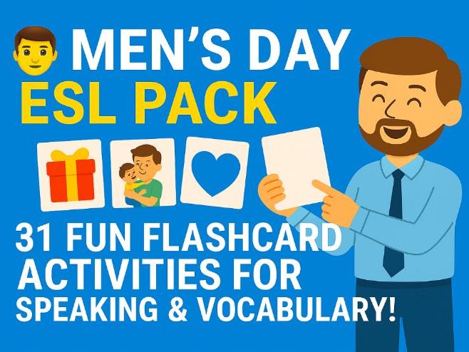 Men’s Day Photo Flashcards – 31 Fun ESL Activities for Vocabulary & Memory Skills