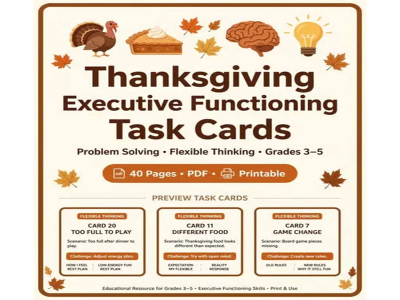 Thanksgiving Executive Functioning Task Cards