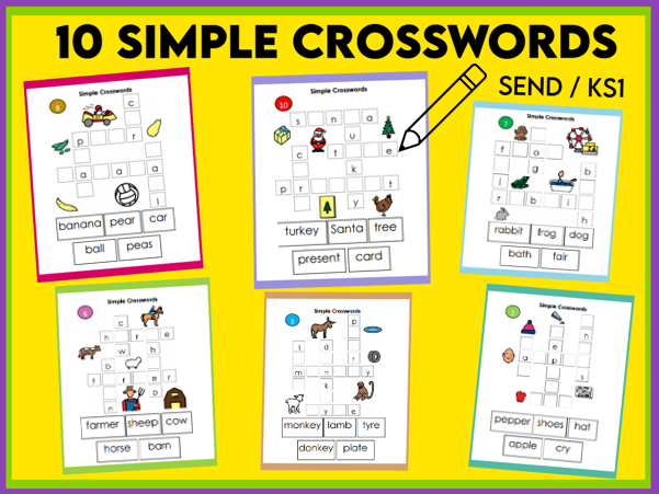 10 Simple Crosswords for KS1 and SEND