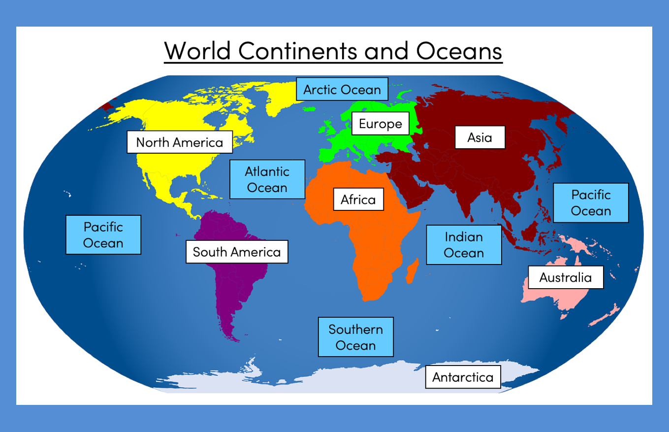 Continents and Oceans of the World KS1 & KS2 presentation and