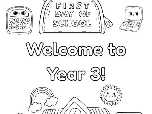 First Day of School Colouring
