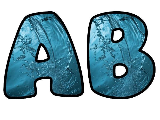 Water Splashing Clear Classroom Display Lettering Set | Upper & Lowercase Letters, 0-9 and Signs