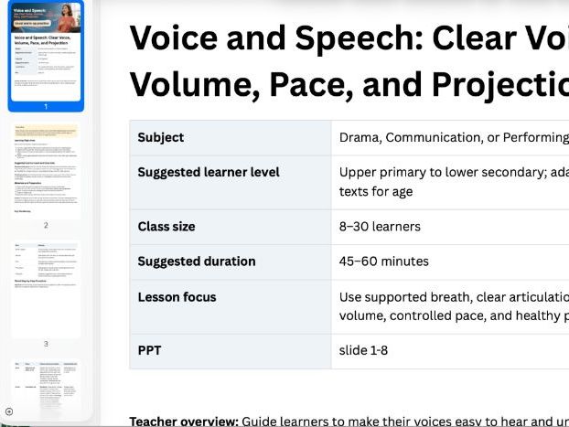 Drama lesson Plan & Presentation Primary - secondary