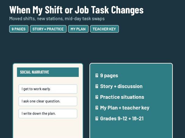 Social Narrative: When My Shift or Job Task Changes | Work