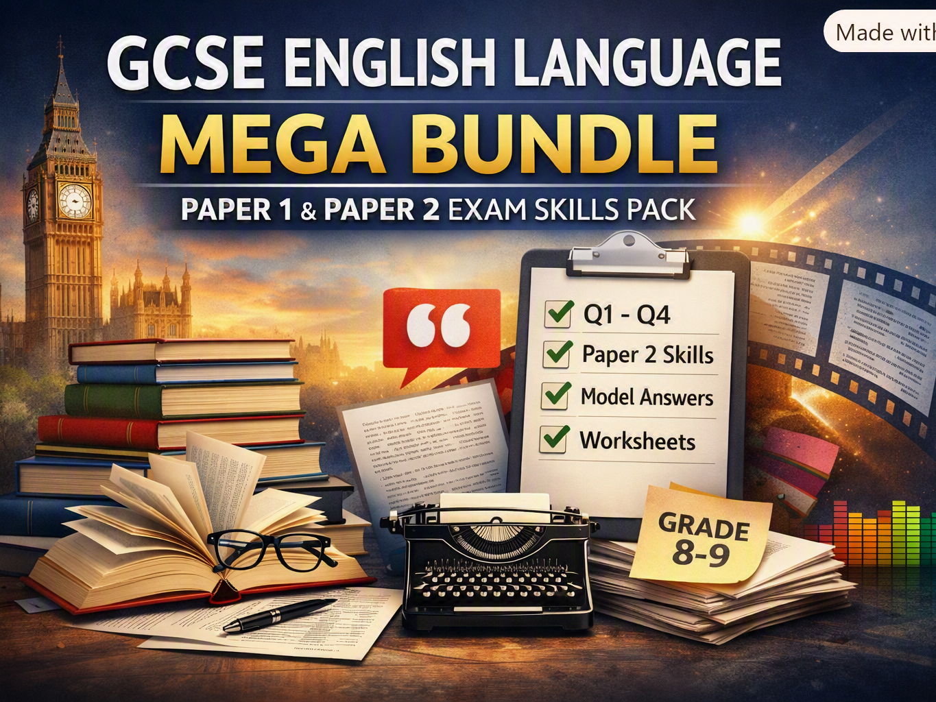 GCSE English Language Mega Bundle – 10 Complete Lesson Packs (Paper 1 & Paper 2 Exam Skills)