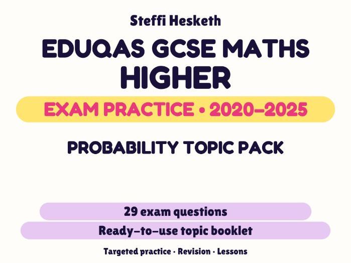 Eduqas GCSE Maths Higher: Probability topic pack Exam Questions | 2020-2025