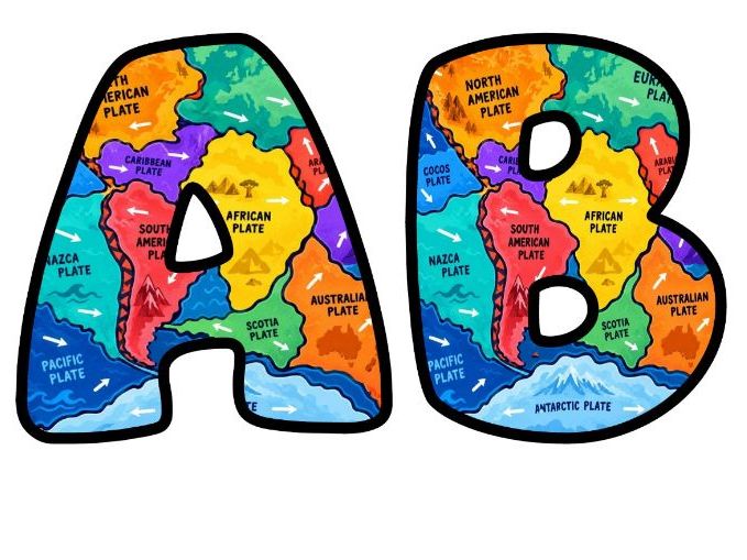 Tectonic Plates Map Bubble Letters | Geography Topic Bulletin Board Letters | Classroom Display Pack