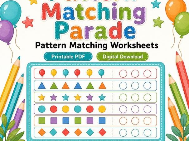 Pattern Matching Parade | Pattern Matching Worksheets | Printable PDF | Digital Download
