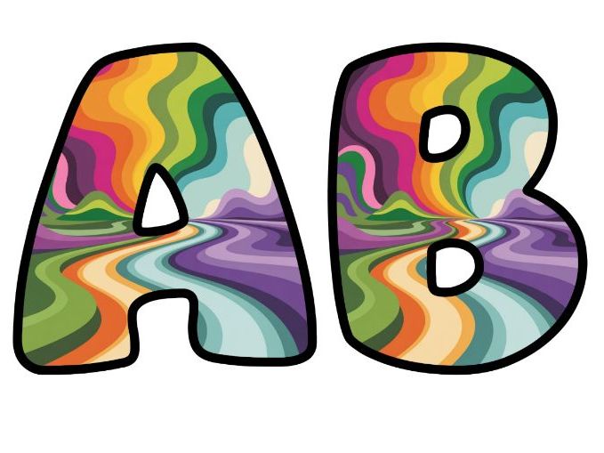 A Nature Geometry Vivid Colors Lettering Set | Classroom Display | Upper & Lowercase, 0-9 and Signs