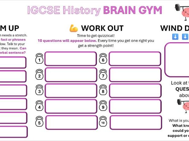 Brain Gym revision activity - IGCSE History 0977