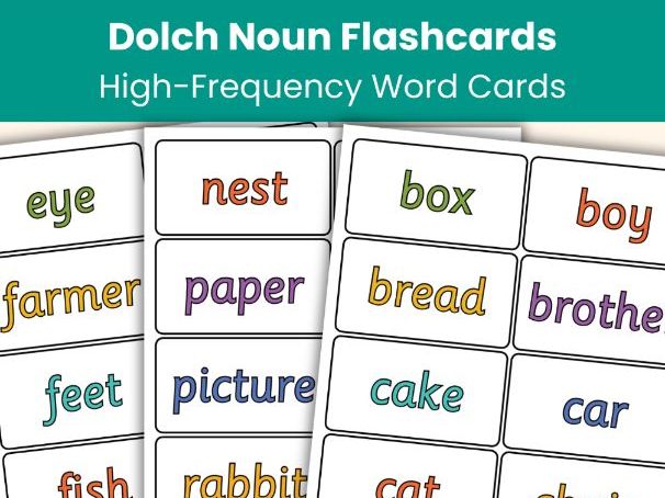 Dolch Noun Flashcards | Sight Word Vocabulary | 95 Printable Vocabulary Cards | Teaching Resource