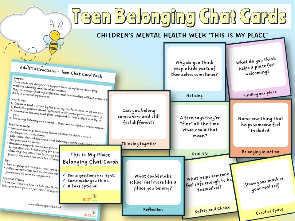 This is my place Children's mental health week Teen Chat cards