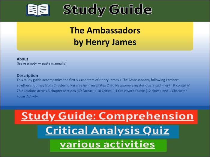 The Ambassadors by Henry James, study guide & Activities