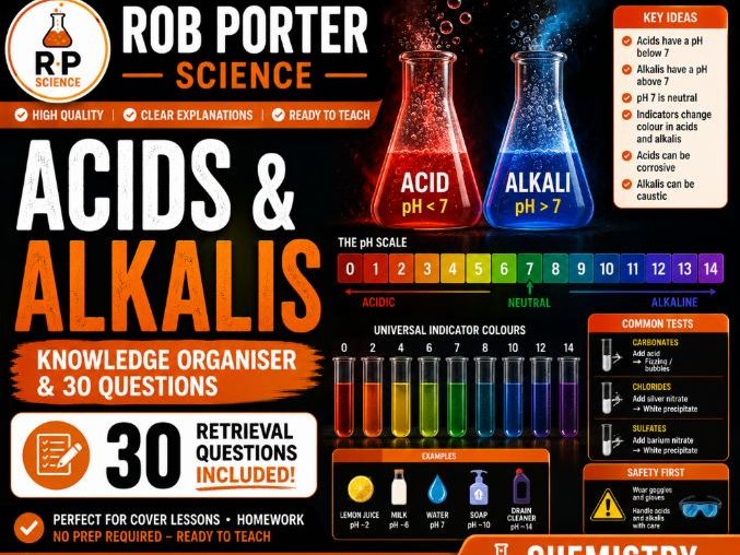 Acids and Alkalis – Knowledge Organiser + 30 Retrieval Questions