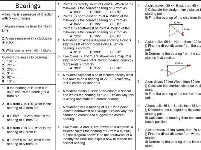 The Ultimate GCSE Bearings Worksheet (Foundation & Higher) + Full Answers!