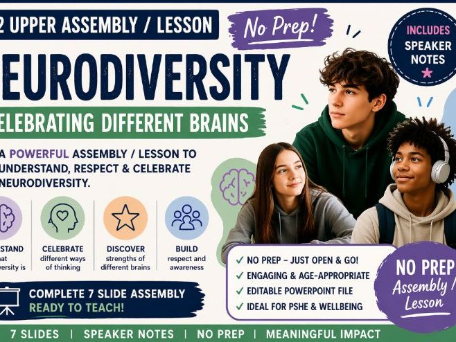 Neurodiversity Assembly (KS3 & KS4) | PSHE | Autism, ADHD & Inclusion | No Prep | With Speaker Notes