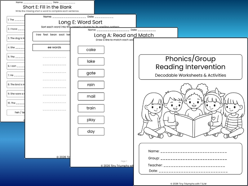 Phonics Reading Intervention Decodable Worksheets & Activities | Science of Read