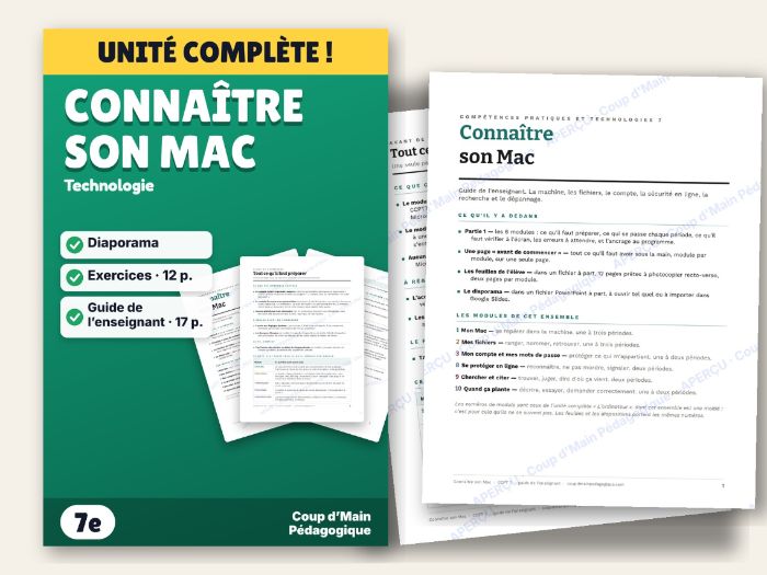 French Mac Computer Skills Grade 7 Digital Literacy Unit | Connaître son Mac