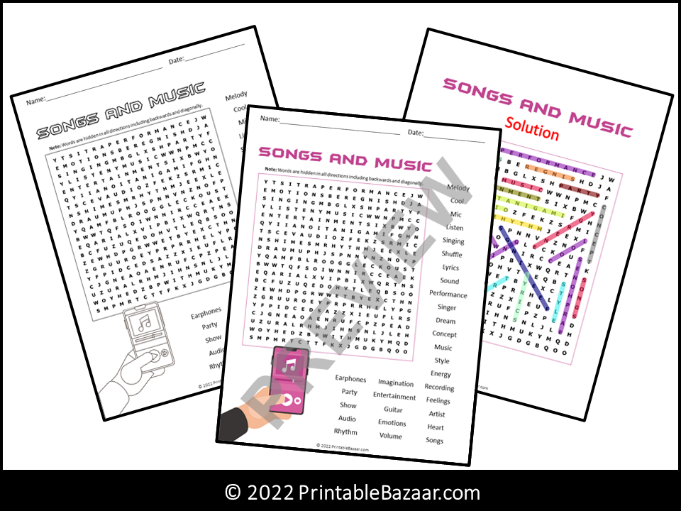 Songs and Music Word Search Puzzle | Teaching Resources