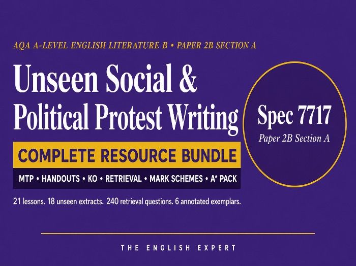 AQA A-Level English Literature B | Paper 2B Section A | Unseen Social and Political Protest Writing