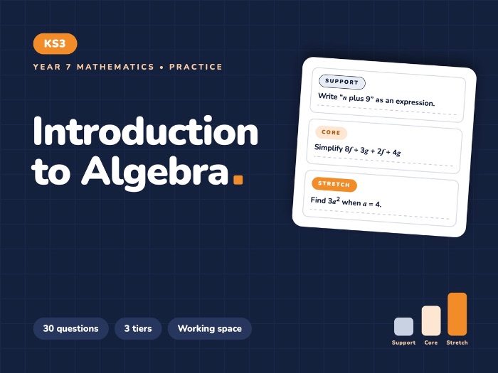 Year 7 Intro to Algebra | Practice Worksheet