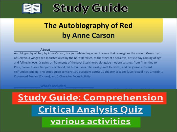 The Autobiography of Red, study guide & Activities