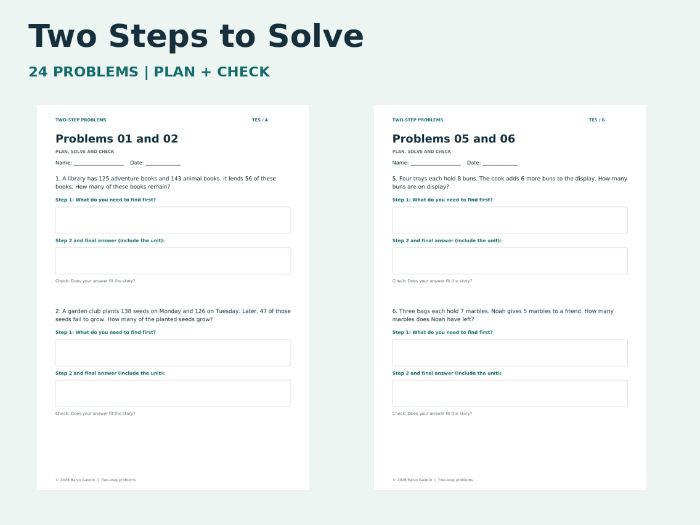 Year 3 Two-Step Word Problems