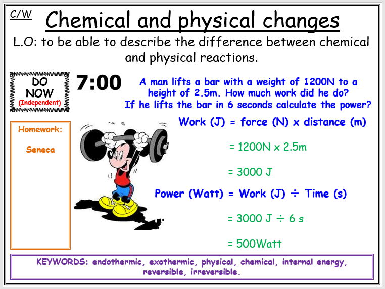 Year 7 Energy-L9 Chemical and physical changes (Lesson)