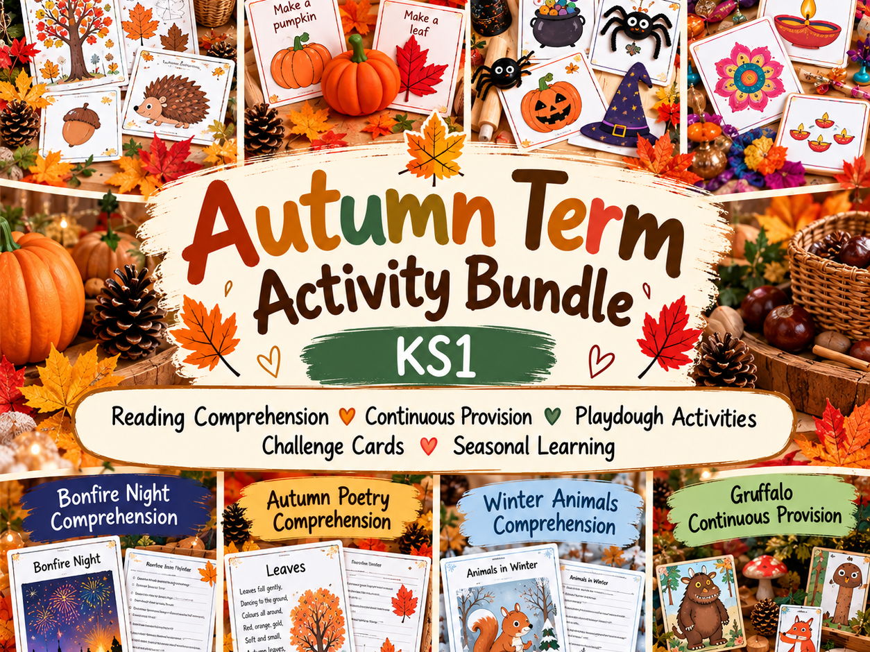 Autumn Activities Bundle | KS1 | Reading Comprehension, Continuous Provision & Challenge Cards