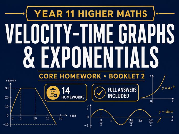 Velocity-Time Graphs & Exponential Functions GCSE Higher Maths Homework – Year 11 Core