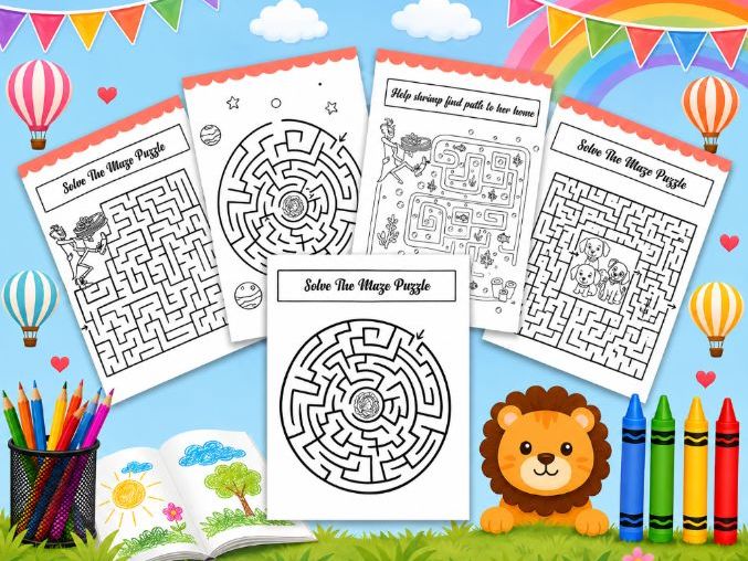 Fun & Challenging Maze Activities for Kids. Problem Solving, Printable Puzzles.