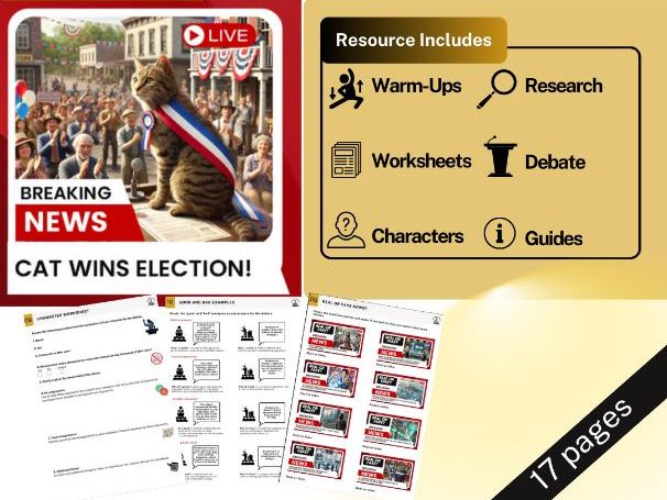Fake News & Free Speech Debate - Research, Worksheet, Characters, More!