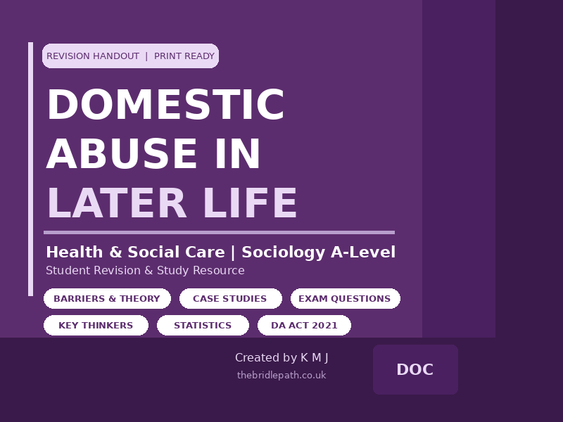 Later Life Abuse | A-Level Revision Handout