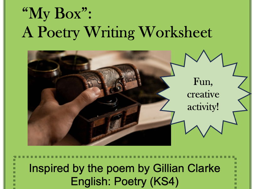 'My Box': Poetry Writing Activity Sheet (KS4)