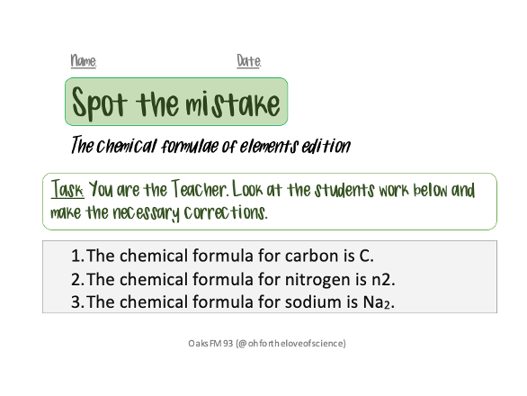 Spot the mistake - The chemical formulae of elements edition