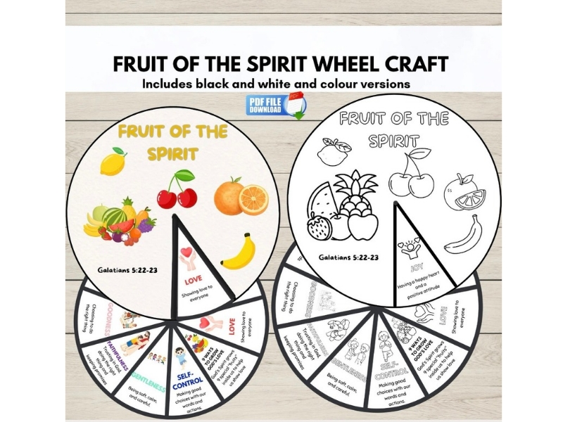 Fruit of the Spirit Craft Spinner Bible Activity for Kids